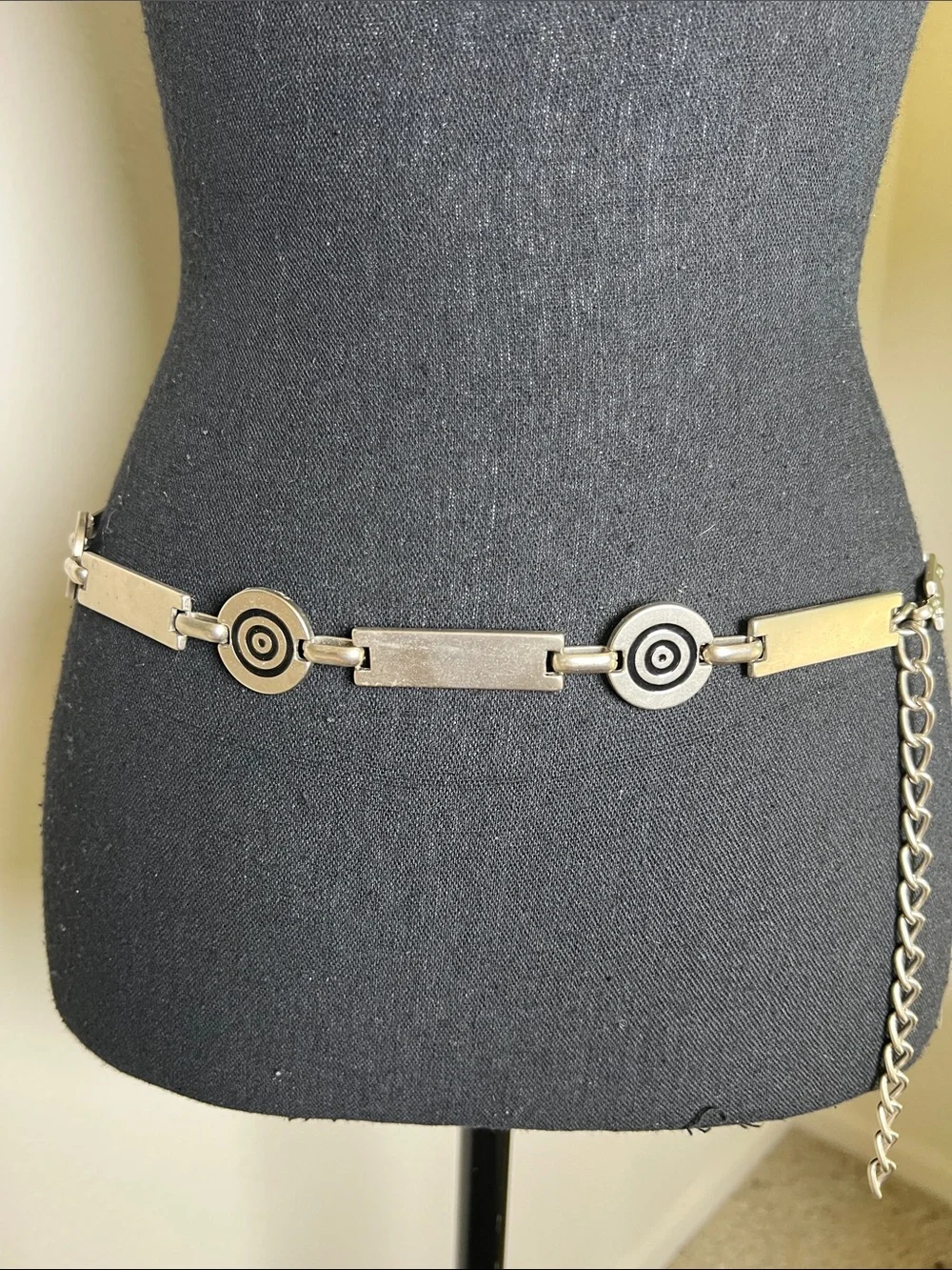 ESCADA Women’s Matted Silver Tone Contempo Bar Target Chain Link Belt